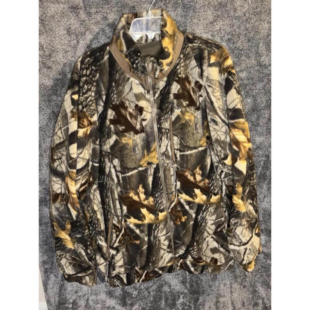 Vintage Whitewater Camo Fleece Jacket Mens L Zip Hunting‎